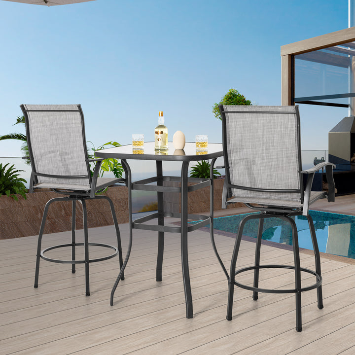Outdoor 5-Piece Textilene Bar Set, Swivel Bar Stools and Bar Table, Gray