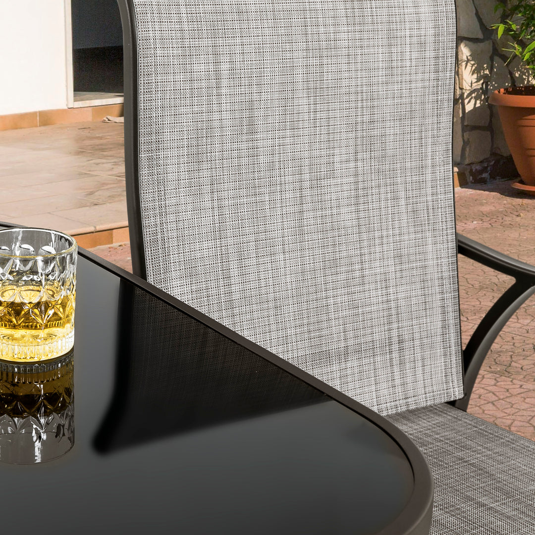 Outdoor 5-Piece Textilene Bar Set, Swivel Bar Stools and Bar Table, Gray