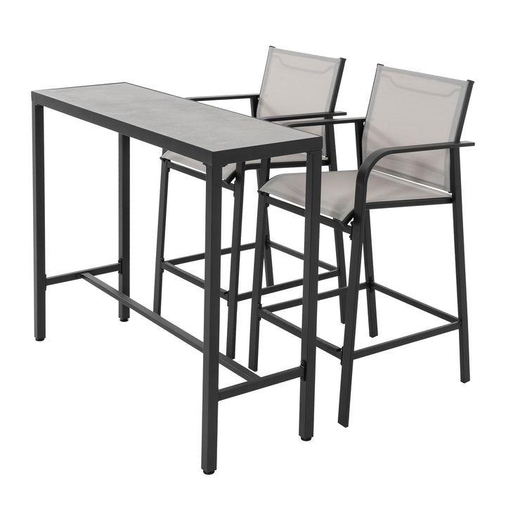 Outdoor Textilene Bar Set with Powder-Coated Iron Frame, Gray