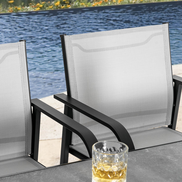 Outdoor Textilene Bar Set with Powder-Coated Iron Frame, Gray