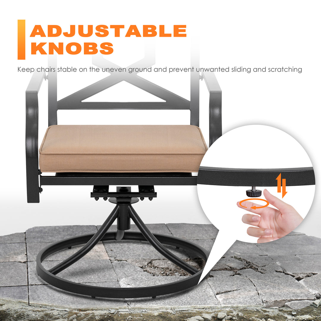 Patio Metal Dining Set of 5 with Padded Cushions and Umbrella Hole