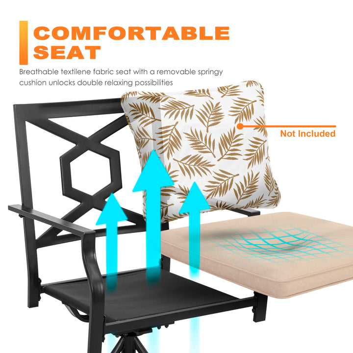 Patio Metal Dining Set of 5 with Padded Cushions and Umbrella Hole