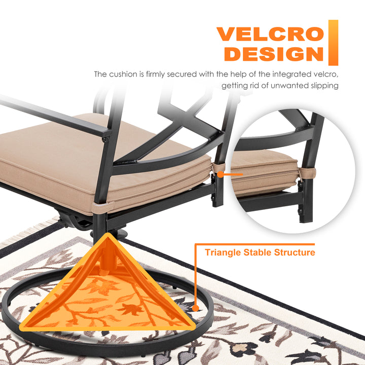 Patio Metal Dining Set of 5 with Padded Cushions and Umbrella Hole