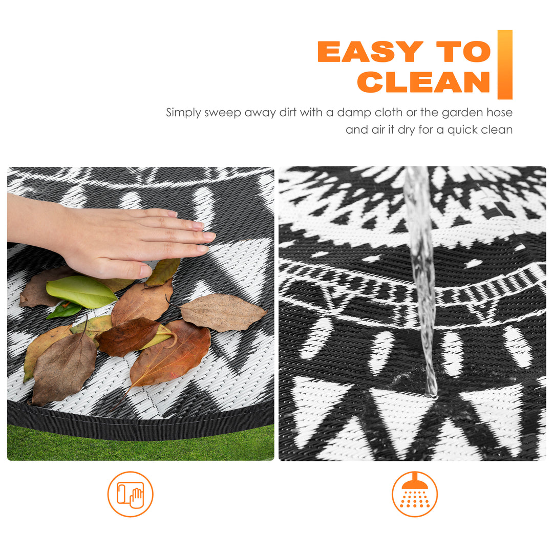 Outdoor 5' Round Foldable Reversible Rug