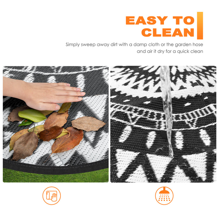Outdoor 5' Round Foldable Reversible Rug