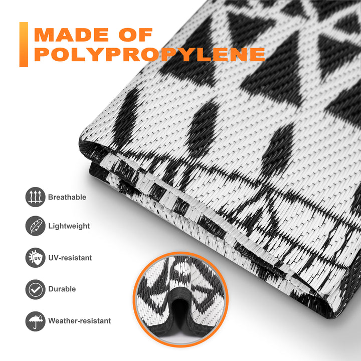 Outdoor 5' Round Foldable Reversible Rug
