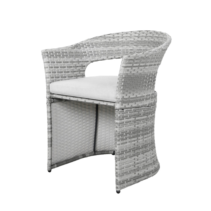 Outdoor Patio 3-Piece Bistro Set, 1 Rattan Iron Patio Table and 2 Rattan Chairs, Weather-Resistant Iron and Rattan Frame, for Indoors and Outdoors, with Soft Cushions, Gray