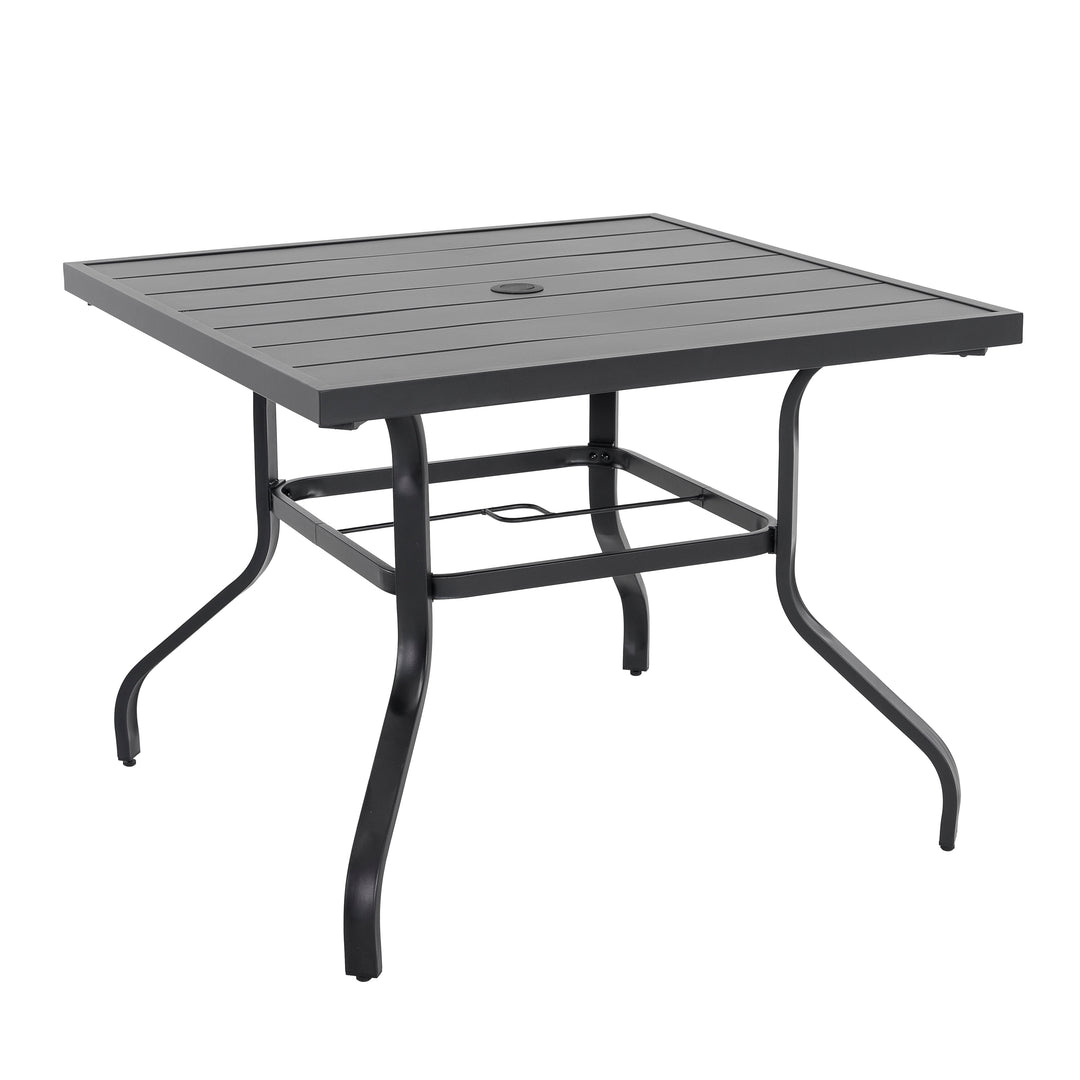 Outdoor Square 37 Inch Iron Dining Table with 1.57'' Umbrella Hole