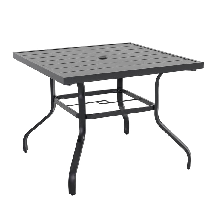 Outdoor Square 37 Inch Iron Dining Table with 1.57'' Umbrella Hole