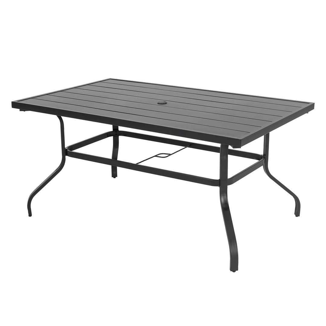Outdoor Rectangle Powder-coated Iron Dining Table with 1.57'' Umbrella Hole