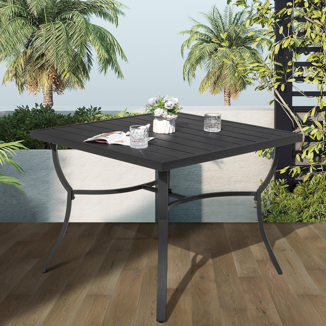 Patio 36 in. Aluminum Dining Table for 4, 1.97?¡¥?¡¥ Umbrella Hole, Black