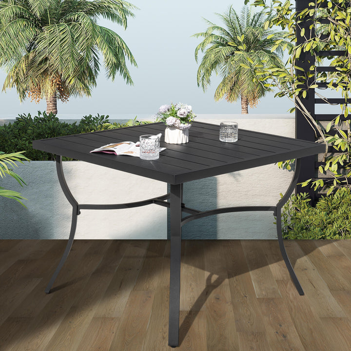 Patio 36 in. Aluminum Dining Table for 4, 1.97?¡¥?¡¥ Umbrella Hole, Black