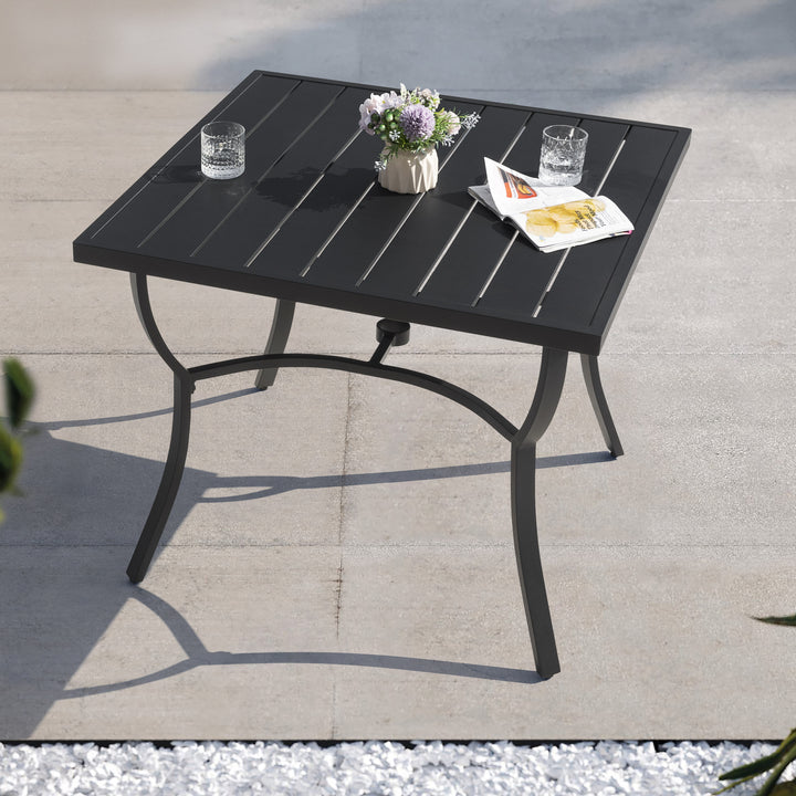Patio 36 in. Aluminum Dining Table for 4, 1.97?¡¥?¡¥ Umbrella Hole, Black