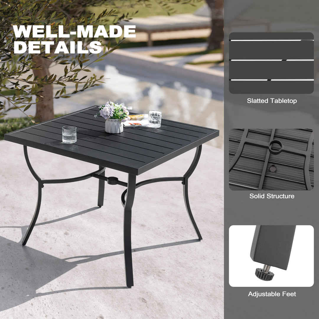 Patio 36 in. Aluminum Dining Table for 4, 1.97?¡¥?¡¥ Umbrella Hole, Black