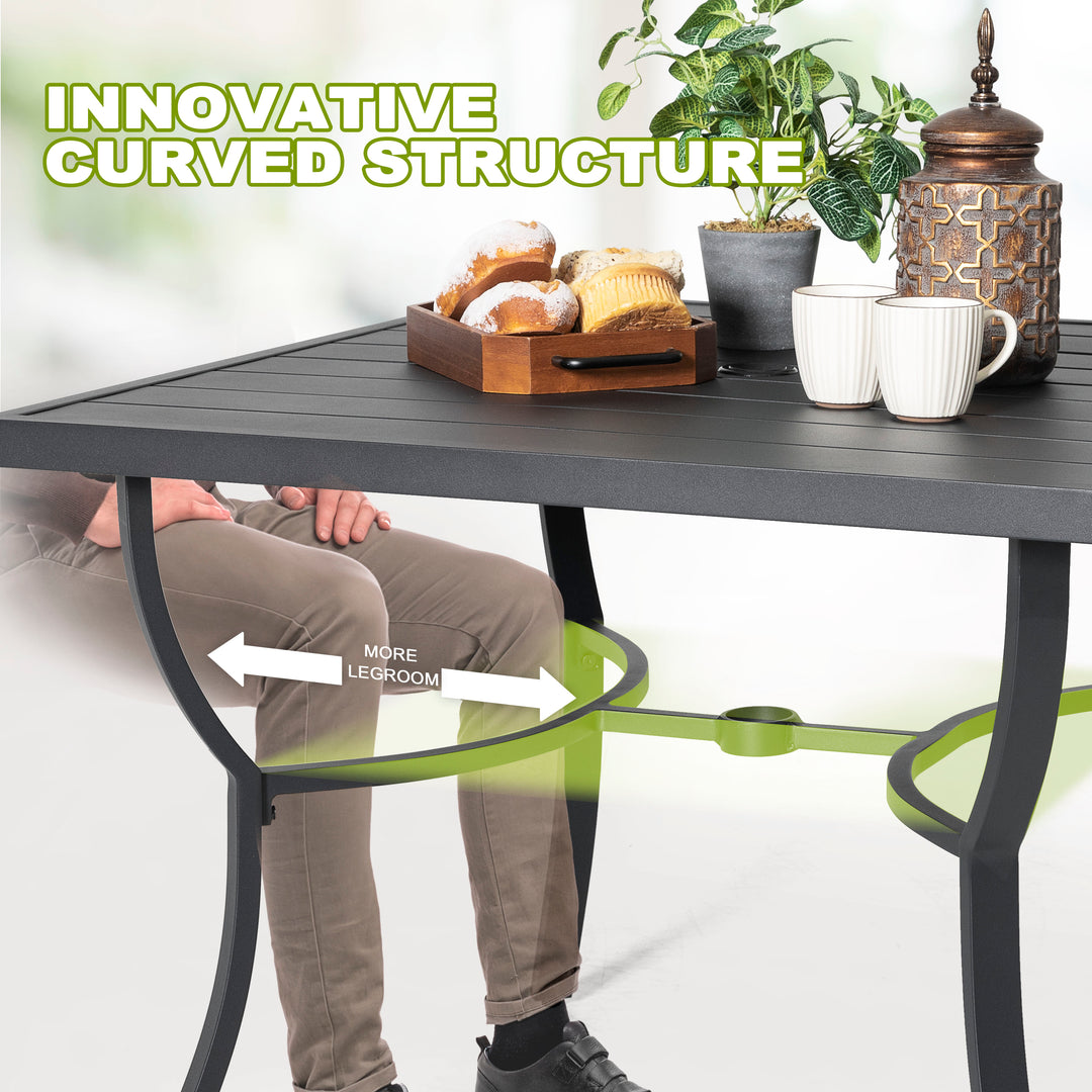 Patio 36 in. Aluminum Dining Table for 4, 1.97?¡¥?¡¥ Umbrella Hole, Black