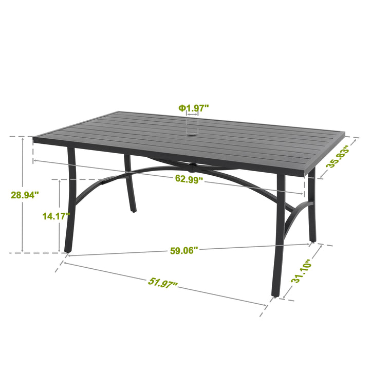 Outdoor Aluminum Dining Table with 1.97?¡¥?¡¥ Umbrella Hole, Black