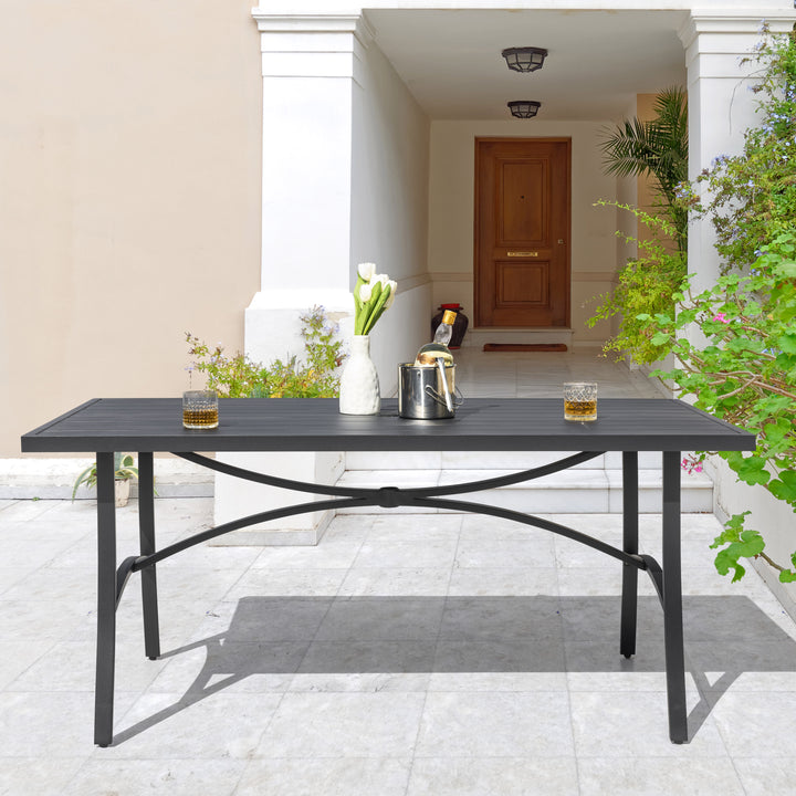 Outdoor Aluminum Dining Table with 1.97?¡¥?¡¥ Umbrella Hole, Black
