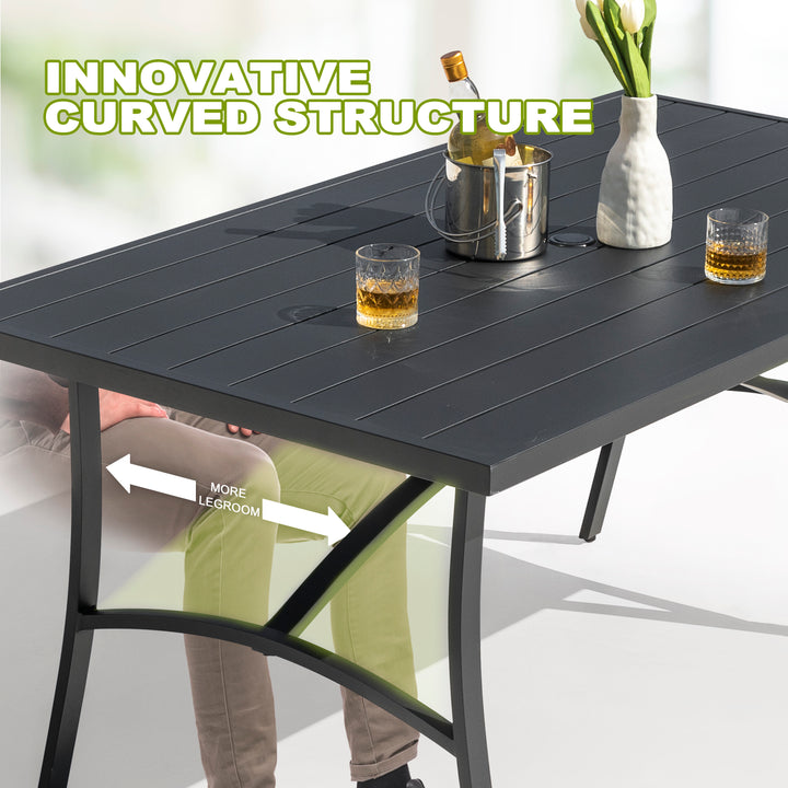 Outdoor Aluminum Dining Table with 1.97?¡¥?¡¥ Umbrella Hole, Black
