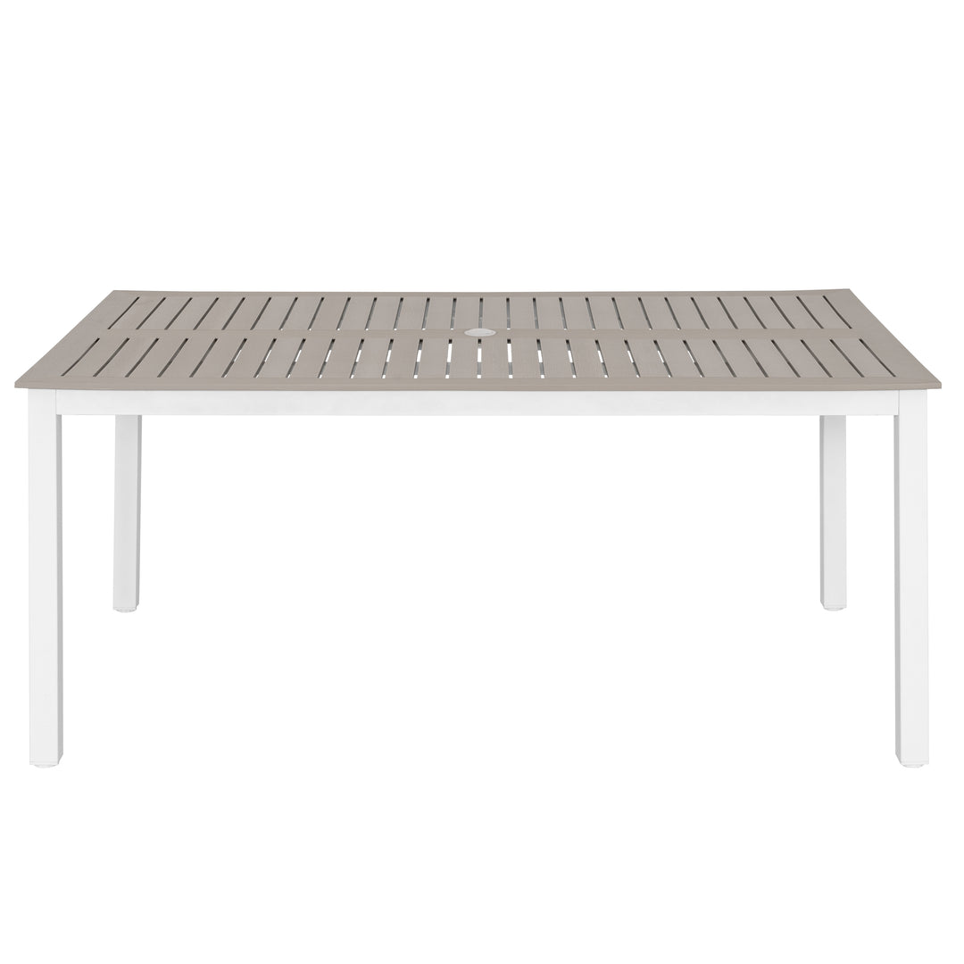 Nuu Garden Outdoor Patio Table with Umbrella Hole, Outdoor 63?¡¥?¡¥ x 37?¡¥?¡¥ Rectangle Dining Table for 6 Weather-Resistant Table for Garden, Deck, Backyard, Poolside, Light Brown