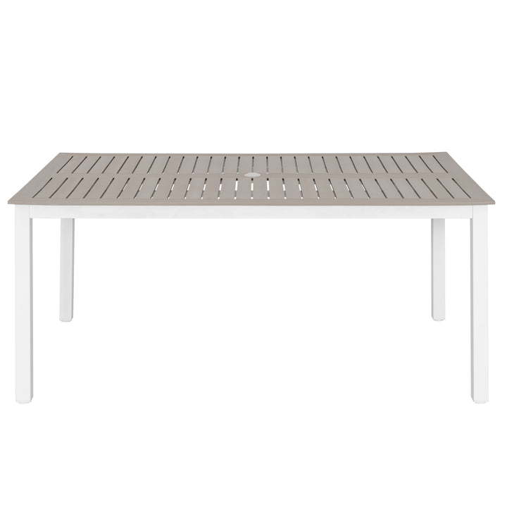 Nuu Garden Outdoor Patio Table with Umbrella Hole, Outdoor 63?¡¥?¡¥ x 37?¡¥?¡¥ Rectangle Dining Table for 6 Weather-Resistant Table for Garden, Deck, Backyard, Poolside, Light Brown