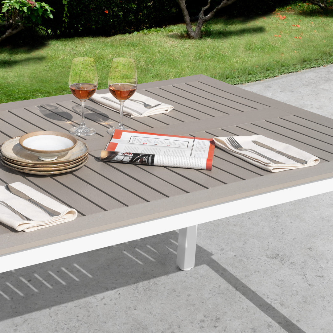 Nuu Garden Outdoor Patio Table with Umbrella Hole, Outdoor 63?¡¥?¡¥ x 37?¡¥?¡¥ Rectangle Dining Table for 6 Weather-Resistant Table for Garden, Deck, Backyard, Poolside, Light Brown