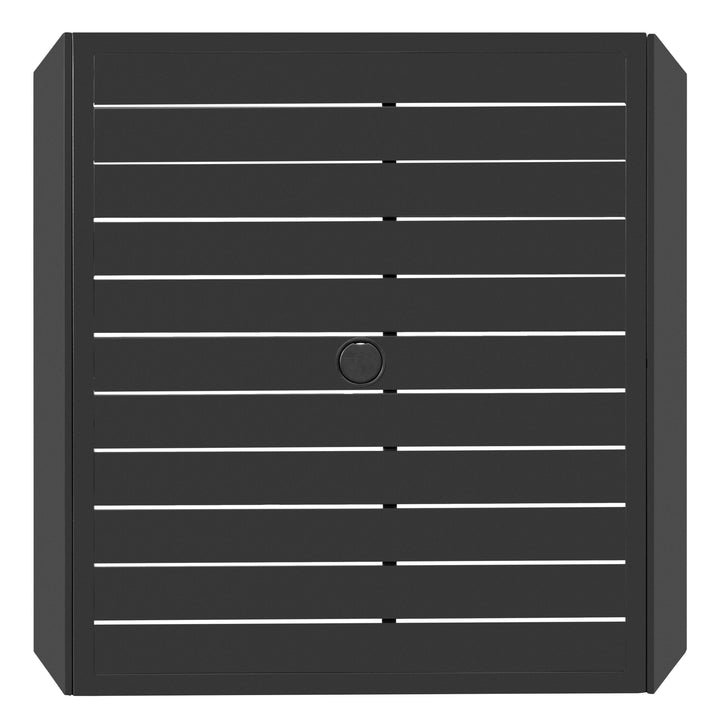 Outdoor Square Aluminum Dining Table with Umbrella Hole, Black