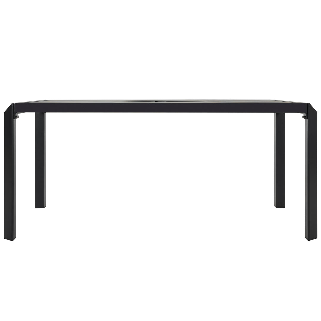 Outdoor Aluminum Dining Table with 2.4" Umbrella Hole, Black