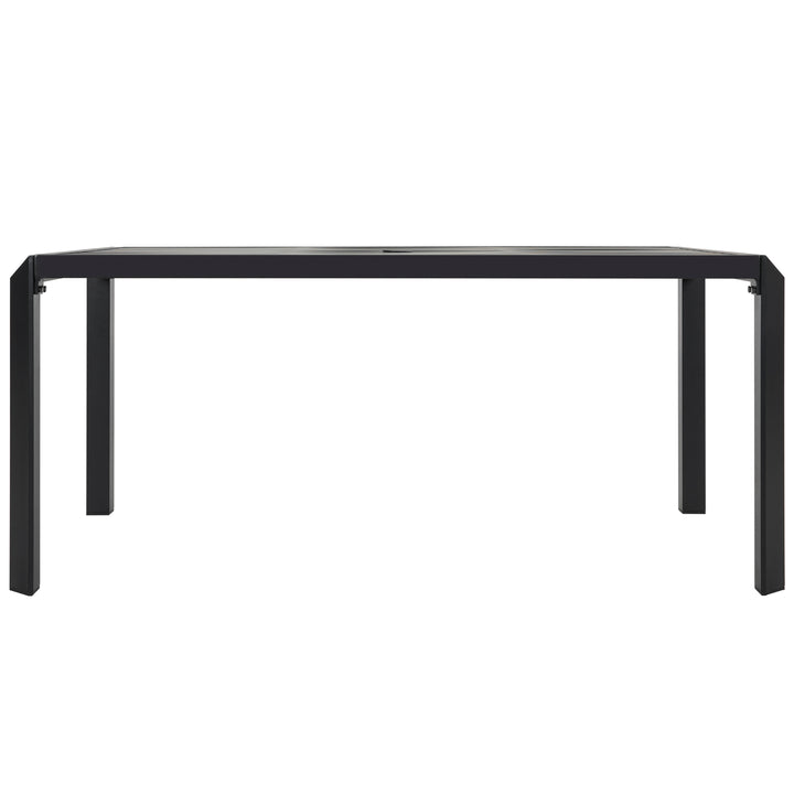 Outdoor Aluminum Dining Table with 2.4" Umbrella Hole, Black