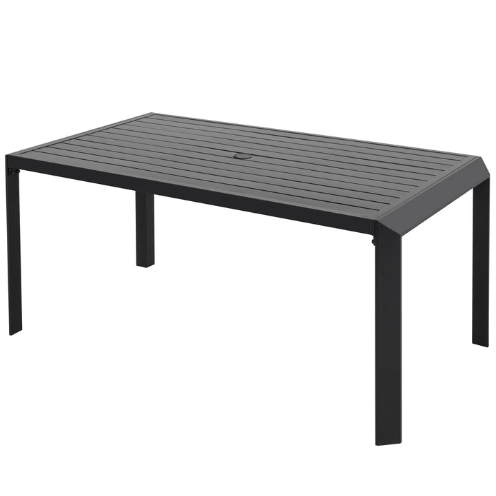 Outdoor Aluminum Dining Table with 2.4" Umbrella Hole, Black