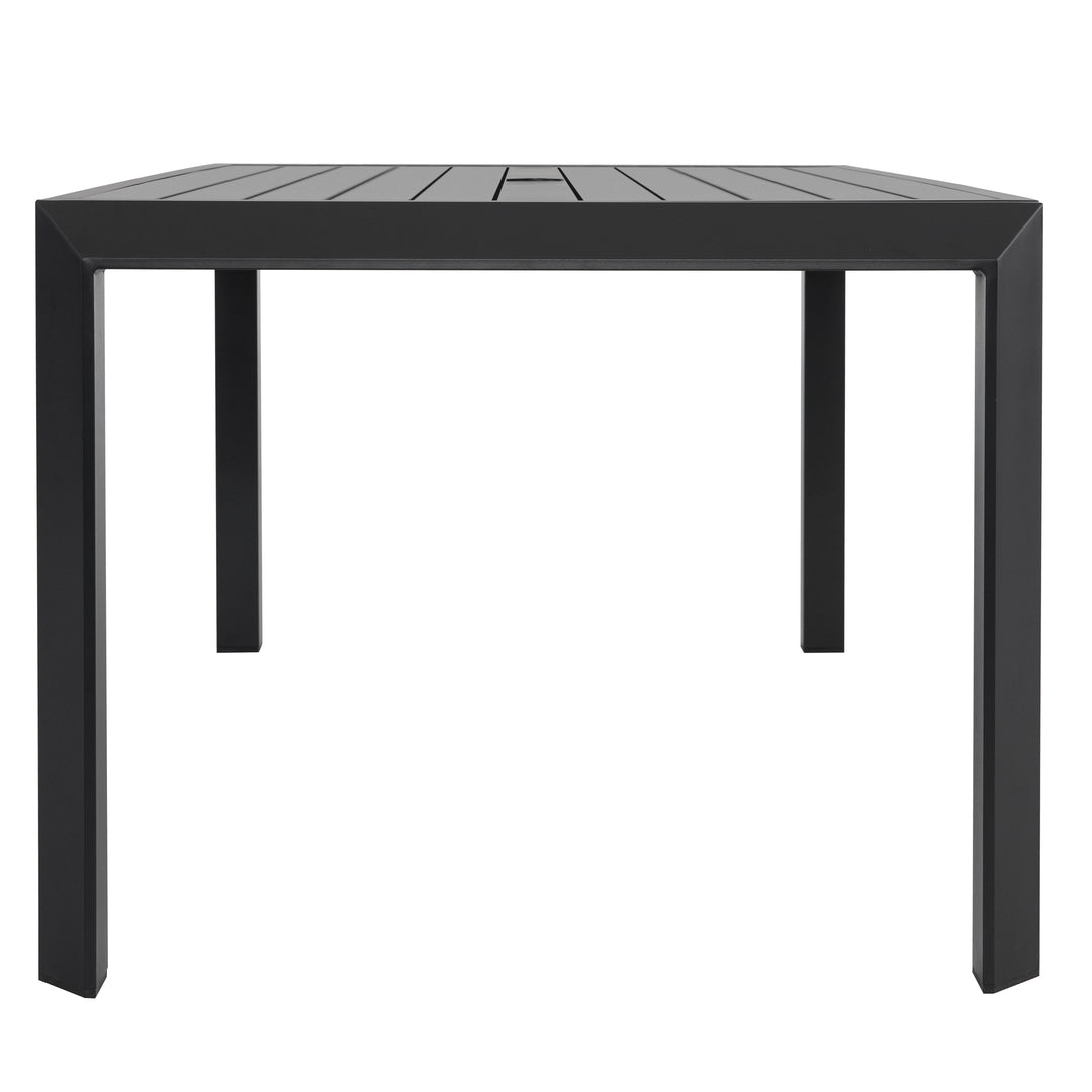 Outdoor Aluminum Dining Table with 2.4" Umbrella Hole, Black