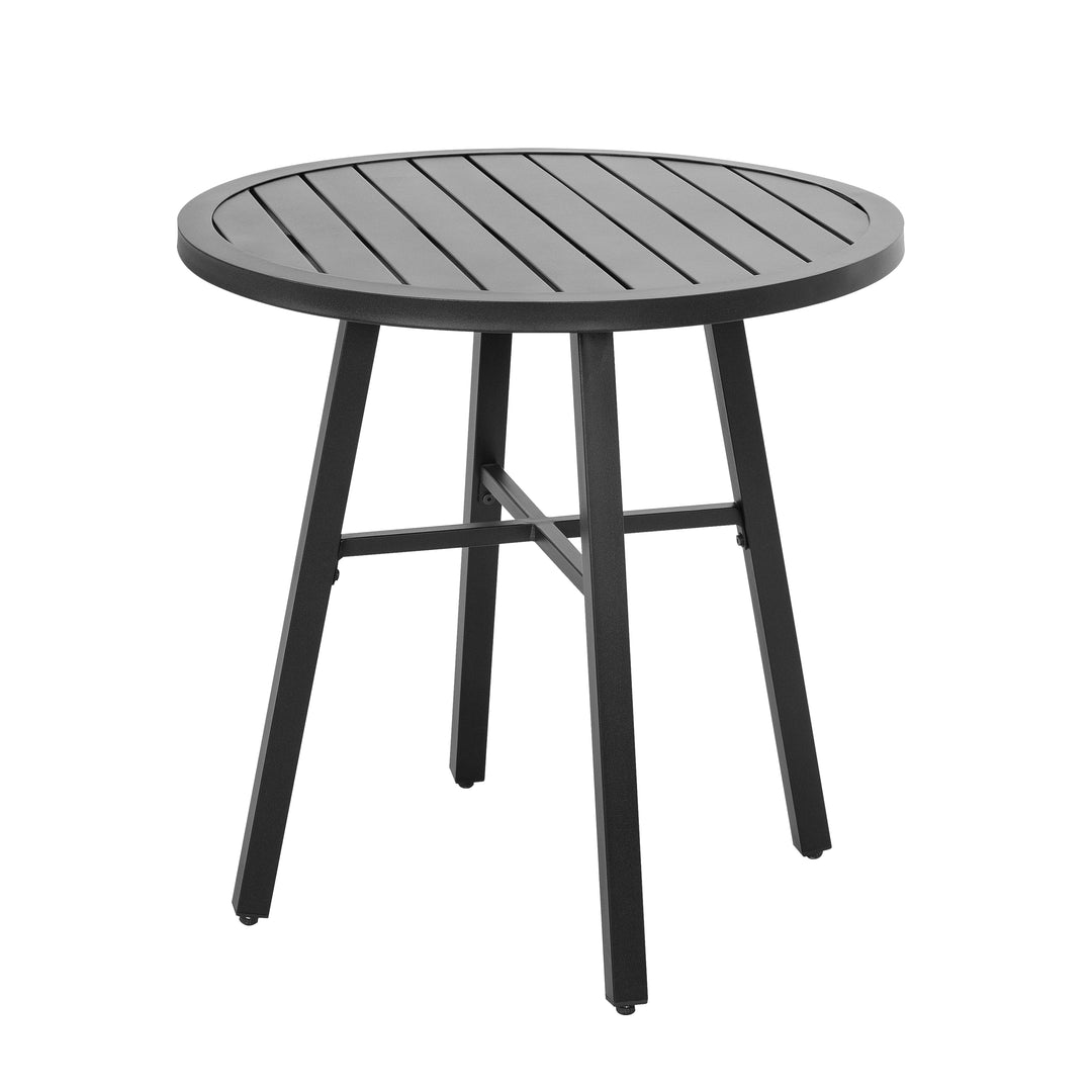 Outdoor 29 Inch Round Bistro Table with Powder-coated Iron Frame
