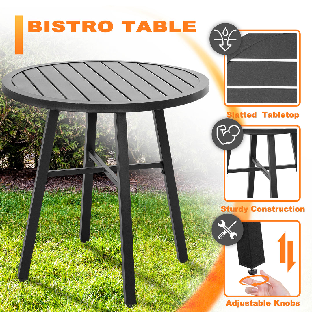 Outdoor 29 Inch Round Bistro Table with Powder-coated Iron Frame
