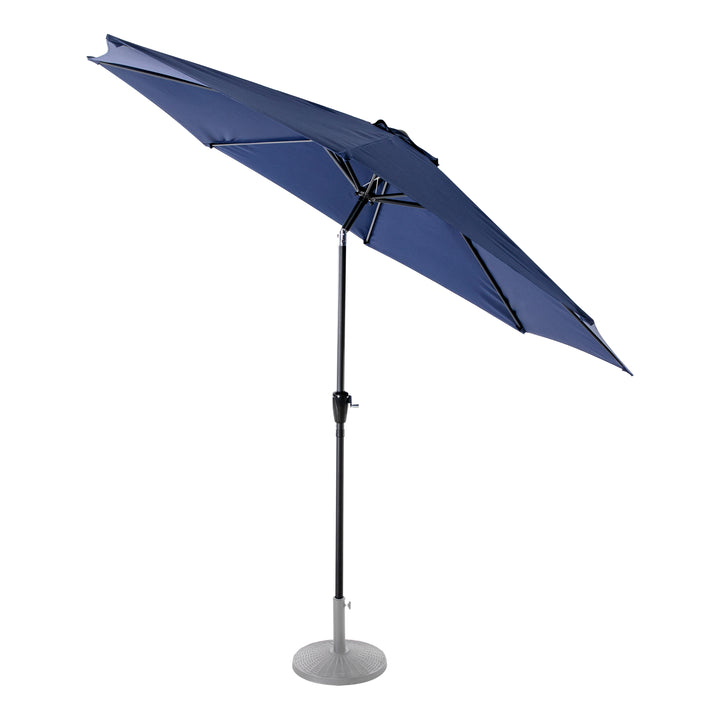 Outdoor 10' Round Patio Sunshade Umbrella, Outdoor Vented Table Umbrella, with Easy-to-use Crank, Push Button Tilt, 8 Sturdy Iron Ribs, Aluminum Pole, Sunscreen and Rainproof Fabric, for Garden, Backyard, Terrace, Poolside, Blue