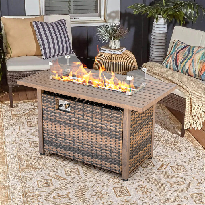 Fire Pit Wind Guard for Rectangular Fire Pit Table 29 X 10 X 6 Inches Sturdy and Durable Flame Protective Transparent Tempered Glass Guard with Aluminum Alloy Corner Bracket