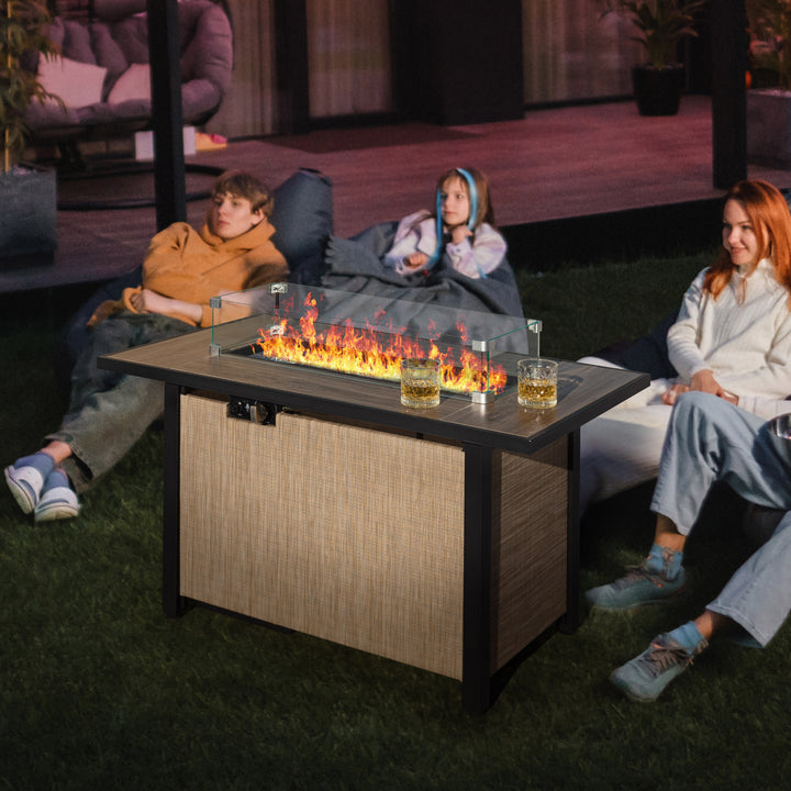 Fire Pit Wind Guard for Rectangular Fire Pit Table 29 X 10 X 6 Inches Sturdy and Durable Flame Protective Transparent Tempered Glass Guard with Aluminum Alloy Corner Bracket