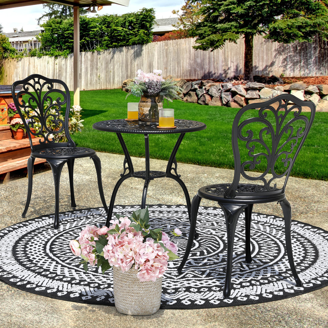 Outdoor 3-Piece Cast Aluminum Patio Set with 1.97" Umbrella Hole