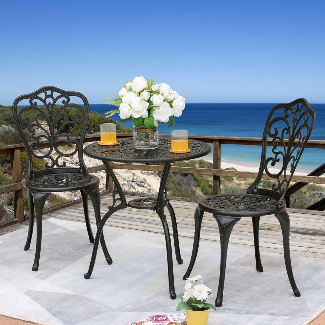 Outdoor 3-Piece Cast Aluminum Patio Set with 1.97" Umbrella Hole
