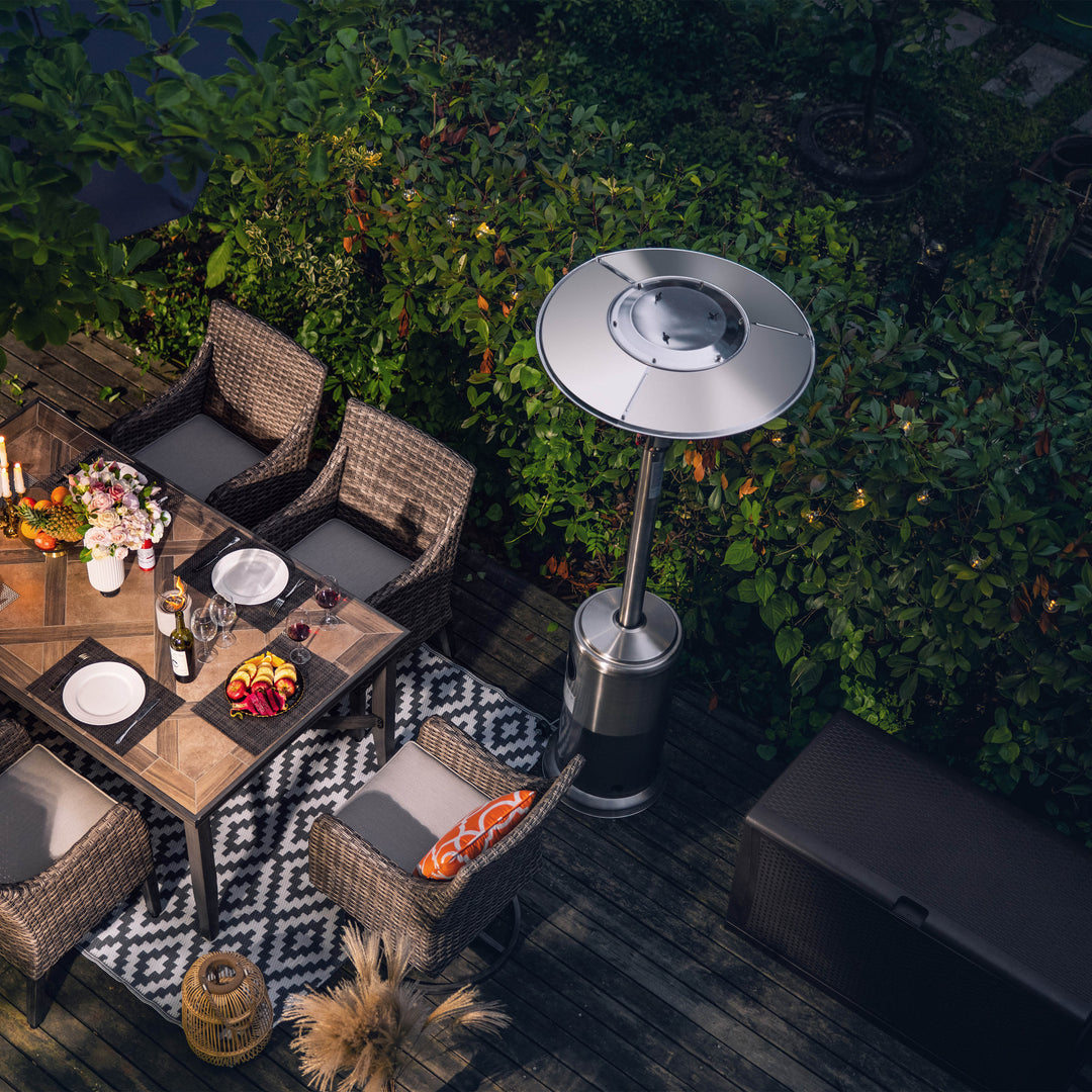 Outdoor 46,000 BTU Stainless Iron Propane Gas Patio Heater with Cover