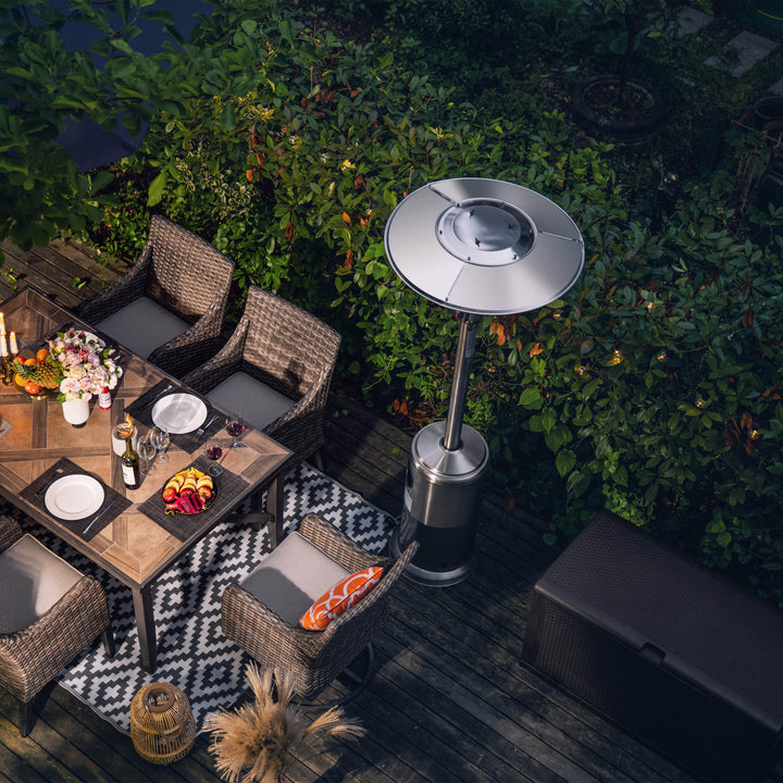 Outdoor 46,000 BTU Stainless Iron Propane Gas Patio Heater with Cover
