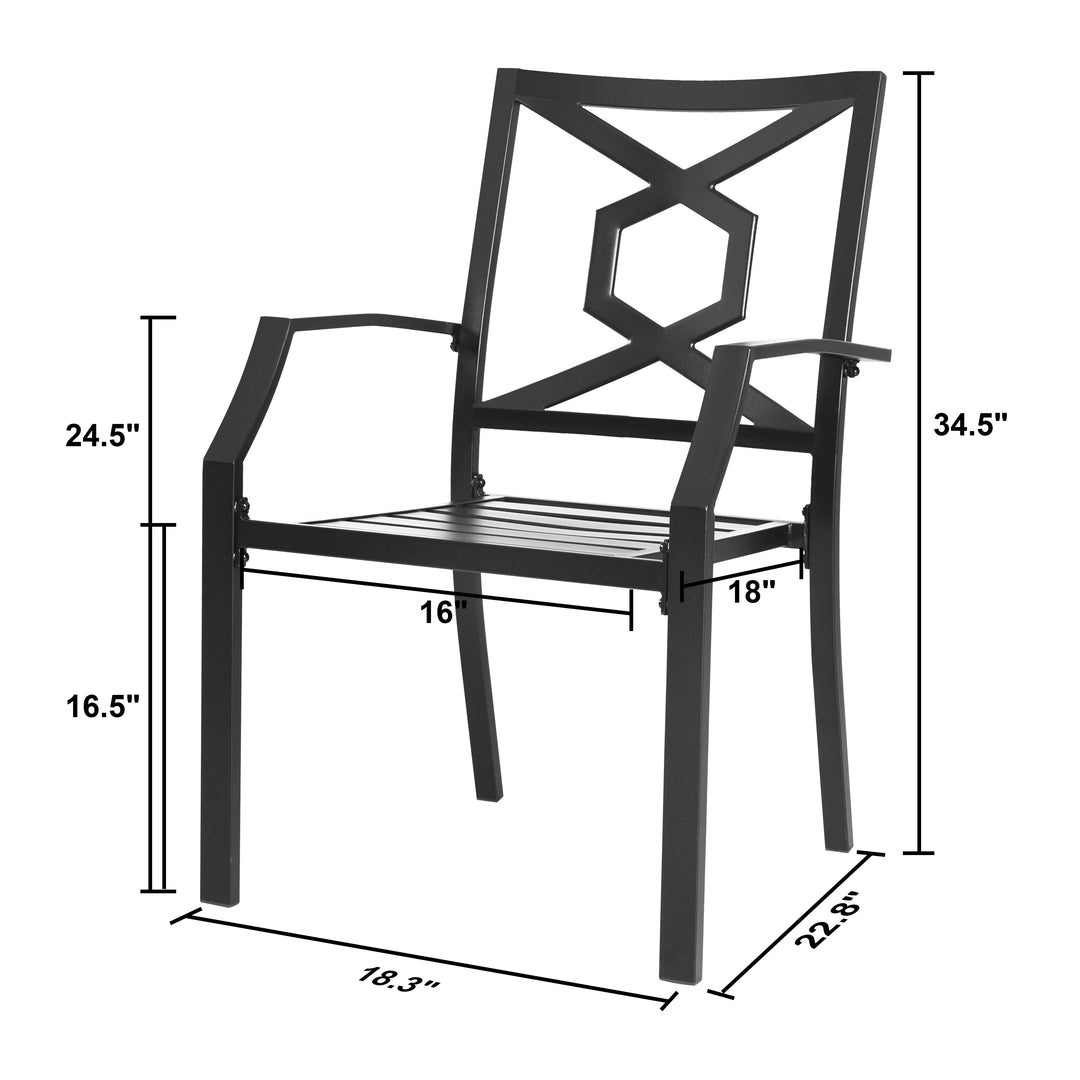 Outdoor Patio Chair Set, Weather-Resistant Iron Frame, Powder-coated Finish for Indoor and Outdoor Space, Patio, Deck, Garden, Backyard, Balcony, Black