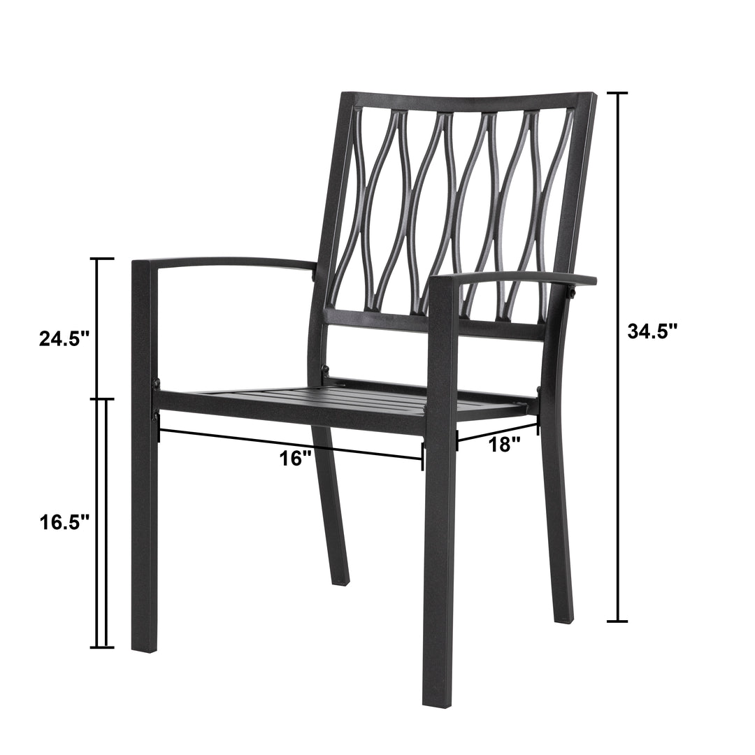 Outdoor Patio Chair Set, Iron Finish, Black