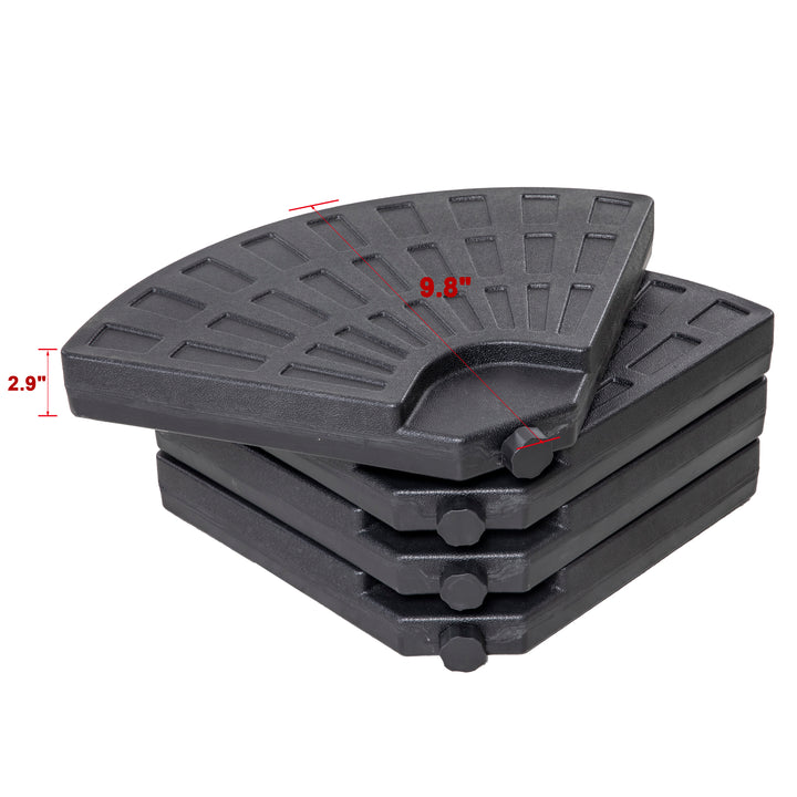 Outdoor 4-Piece 52L Fan-shaped Patio Umbrella Base, HDPE Plastic, Black