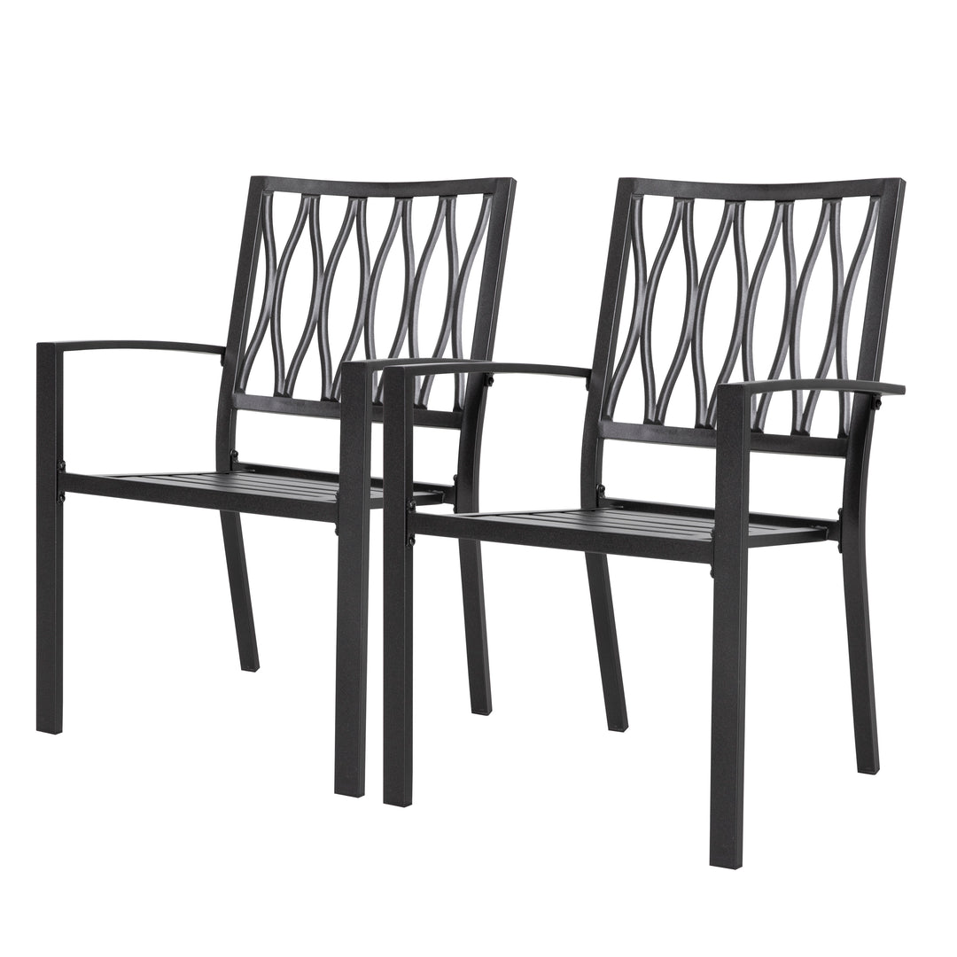 Outdoor Patio Chair Set, Iron Finish, Black