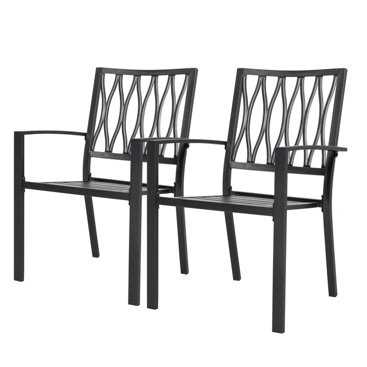 Outdoor Patio Chair Set, Iron Finish, Black