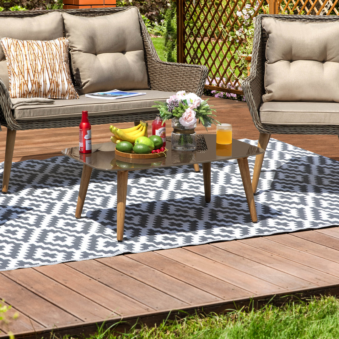 Outdoor Reversible Mats Rectangle Area Rugs, Plastic Straw Rug, Large Floor Mat and Rug for Outdoors, RV, Patio, Backyard, Deck, Picnic, Beach, Trailer, Camping