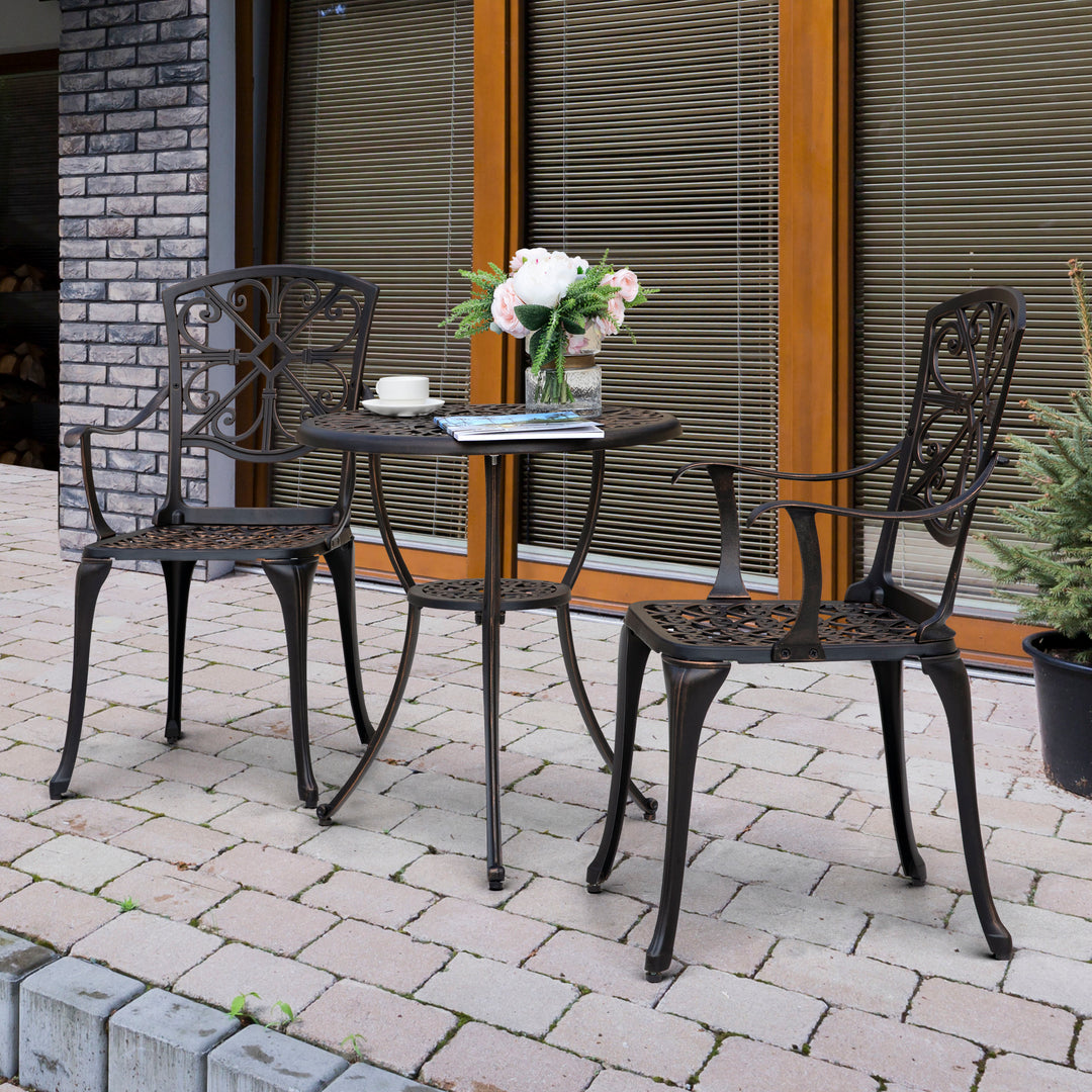 Outdoor 3-Piece Cast Aluminum Patio Set with 1.77" Umbrella Hole