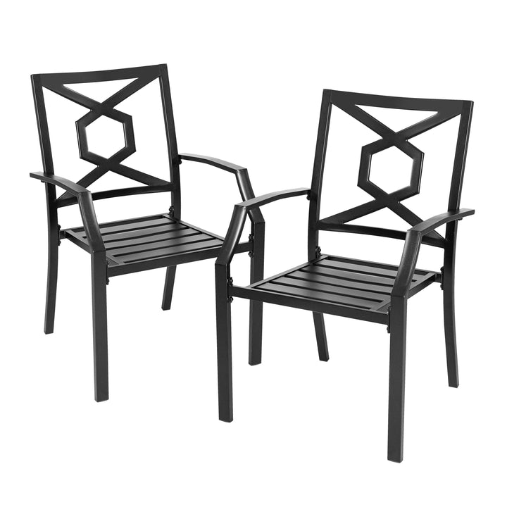 Outdoor Patio Chair Set, Weather-Resistant Iron Frame, Powder-coated Finish for Indoor and Outdoor Space, Patio, Deck, Garden, Backyard, Balcony, Black