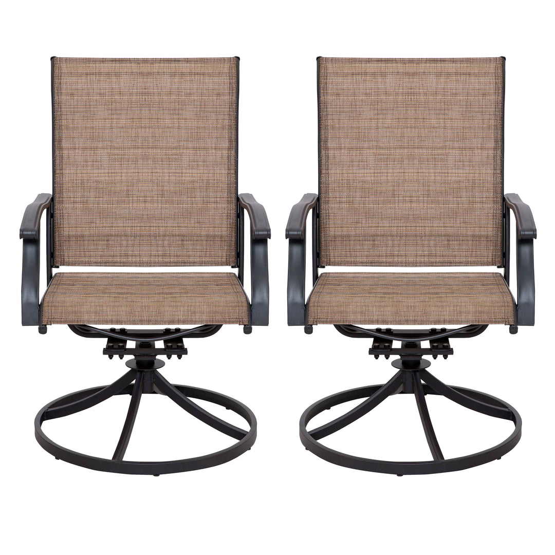 Outdoor Patio Swivel Chair Set, Textilene Fabric, Iron Frame
