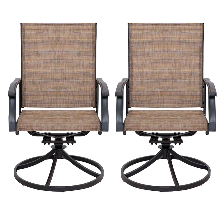 Outdoor Patio Swivel Chair Set, Textilene Fabric, Iron Frame
