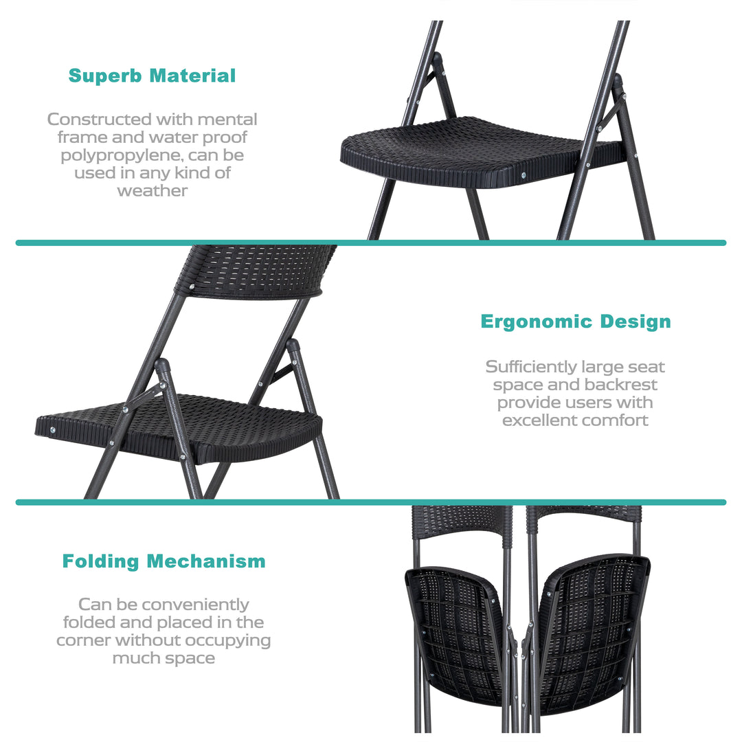 3 Pieces Patio Set of Foldable Patio Table and Chairs, Patio Premium Resin Patio Bistro Set, Folding Outdoor Patio Furniture Sets